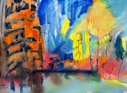 155-2018 Pejzaż wyśniony 14-akwarela 72xx52