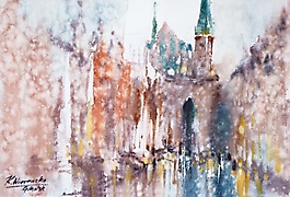 Ulica_Mariacka_w_Gdansku_malowana_w_deszczu_Kasia_Wiercinska_19x28cm_ID_2024027